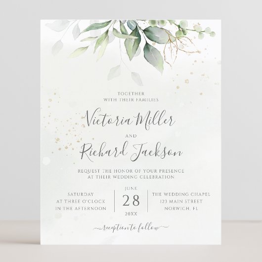 Budget Eucalyptus Greenery Wedding Invitation