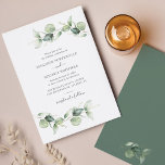 Budget Eucalyptus Greenery Wedding Invitation<br><div class="desc">TIP: overeenkomende objecten die in dit collectie beschikbaar zijn. Ons botanische eucalyptusbruiloft-collectie is voorzien van waterverf bladeren en moderne typografie in donkergrijze tekst. Gebruik de knop "Aanpassen" om de stijl en plaatsing van tekst verder te herschikken en te formatteren. Het zou gemakkelijk een nieuwe bestemming kunnen zijn voor andere speciale...</div>