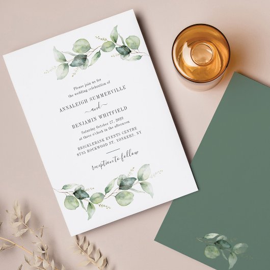 Budget Eucalyptus Greenery Wedding Invitation