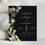 Budget Eucalyptus Greenery Wedding Invitation<br><div class="desc">Budget Eucalyptus Greenery Succulent Botanical Waterverf Spring Wedding Invitations on Black background - omvat prachtige en elegante scripttypografie met moderne botanische bladeren en groen voor de speciale huwelijksdag.</div>