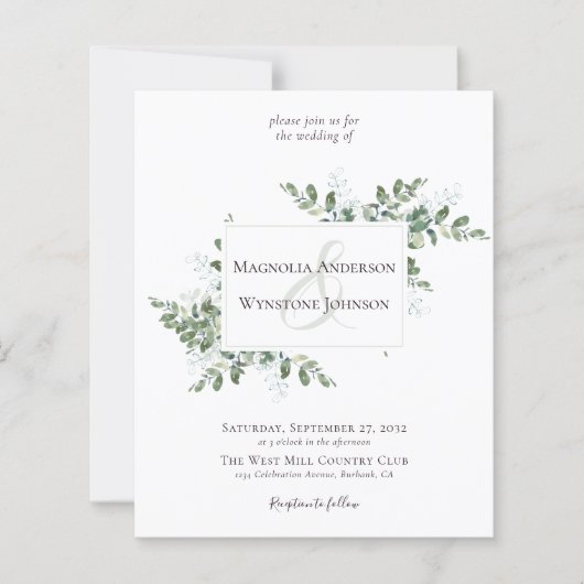 Budget Eucalyptus Greenery Wedding Invitation (Voorkant)