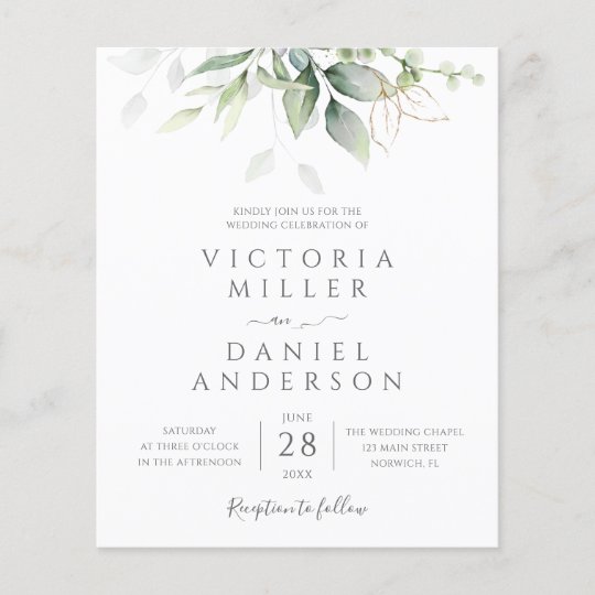 Budget Eucalyptus Greenery Wedding Invitation Zazzle Nl