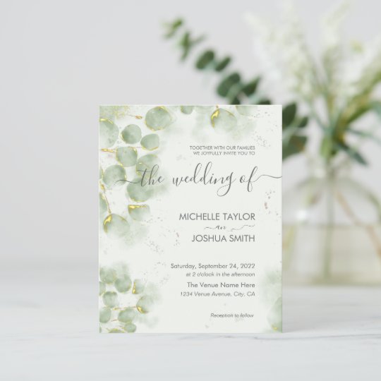 Budget Eucalyptus Greenery Wedding Invitation Zazzle Nl