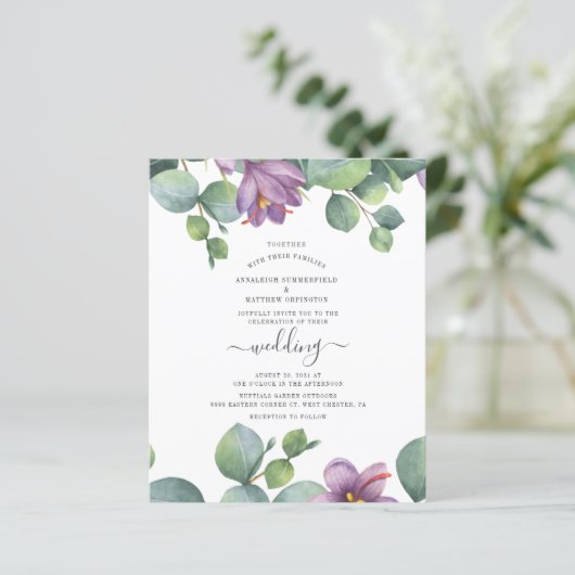 Budget Eucalyptus Greenery Wedding Invitation (Staand voorkant)