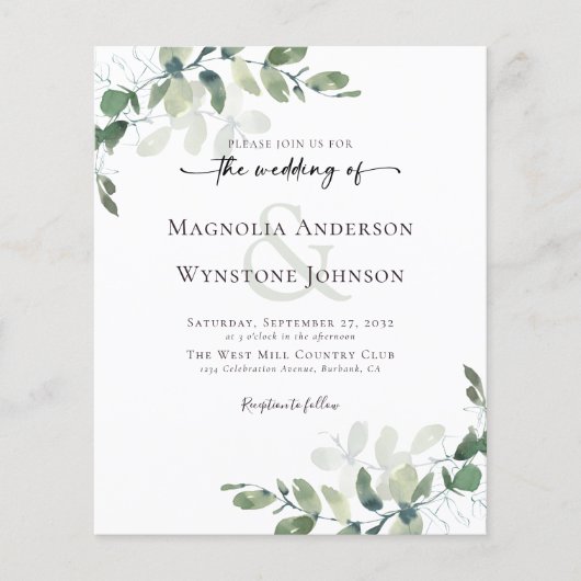 Budget Eucalyptus Greenery Wedding Invitation (Voorkant)