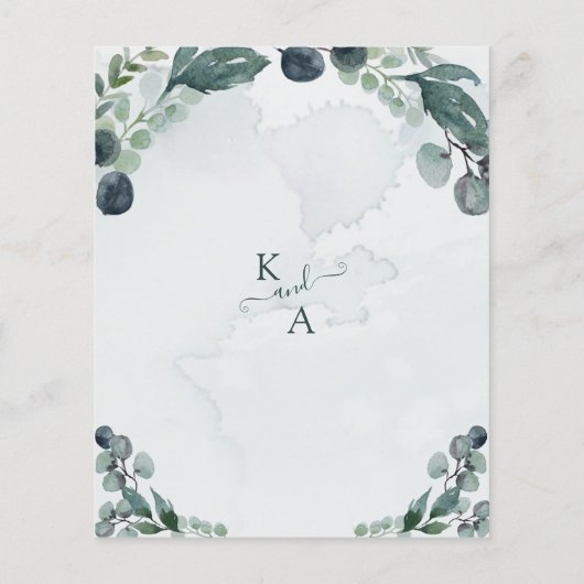 Budget Eucalyptus Greenery Wedding Invitation (Achterkant)