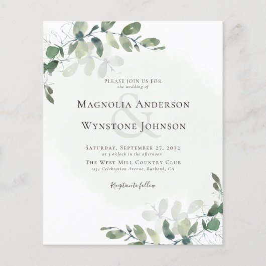 Budget Eucalyptus Greenery Wedding Invitation (Voorkant)