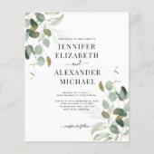 Budget Eucalyptus Greenery Wedding Invitation Flyer (Voorkant)