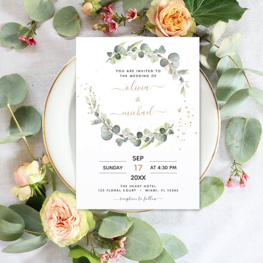 Budget Eucalyptus Greenery Wedding Invitations Flyer