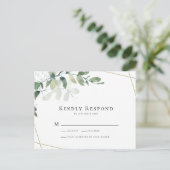 BUDGET Eucalyptus Greenery Wedding RSVP Briefkaart (Staand voorkant)