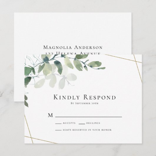 BUDGET Eucalyptus Greenery Wedding RSVP Briefkaart (Voorkant / Achterkant)
