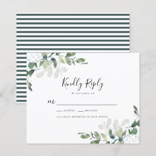BUDGET Eucalyptus Greenery Wedding RSVP Card (Voorkant / Achterkant)