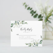 BUDGET Eucalyptus Greenery Wedding RSVP Card (Staand voorkant)