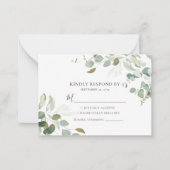 BUDGET Eucalyptus Greenery Wedding RSVP Card Notitiekaartje (Voorkant)