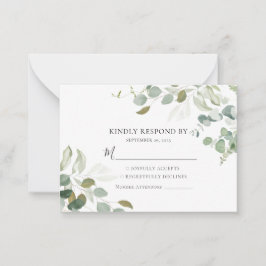 BUDGET Eucalyptus Greenery Wedding RSVP Card Notitiekaartje