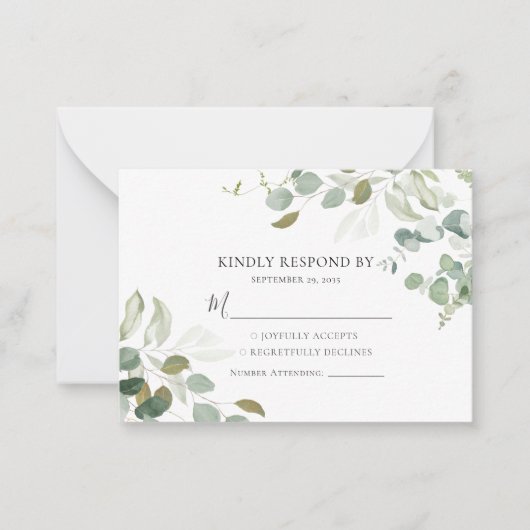 BUDGET Eucalyptus Greenery Wedding RSVP Card Notitiekaartje