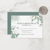 BUDGET Eucalyptus Greenery Wedding RSVP Card Notitiekaartje (Voorkant / Achterkant in situ)