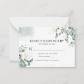 BUDGET Eucalyptus Greenery Wedding RSVP Card Notitiekaartje (Voorkant)