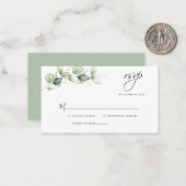 Budget Eucalyptus Greenery Wedding RSVP Kaart Notitiekaartje (Voorkant / Achterkant in situ)