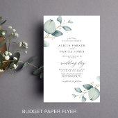 Budget eucalyptus groen chic bruiloft uitnodiging flyer