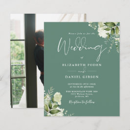 Budget Eucalyptus Groen Foto Trouw Uitnodiging