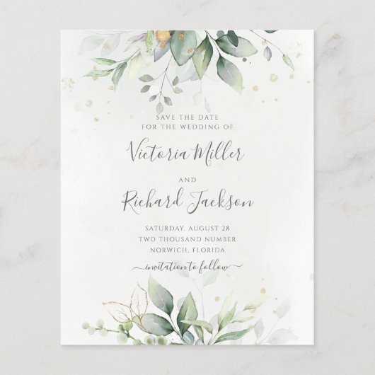 Budget Eucalyptus Groen Loof Save The Date (Voorkant)