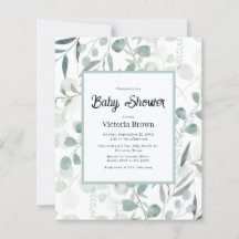 Budget Eucalyptus Groene Baby Shower Uitnodiging