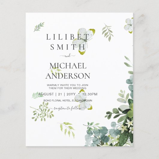 BUDGET Eucalyptus Groene Bladeren Botanische Trouw Flyer (Voorkant)