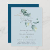 Budget Eucalyptus Groene Bladeren Trouw Uitnodigin (Voorkant / Achterkant)