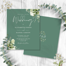 Budget Eucalyptus Groene Bloemen Huwelijksuitnodig
