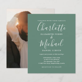 Budget Eucalyptus Groene Foto Huwelijksuitnodiging