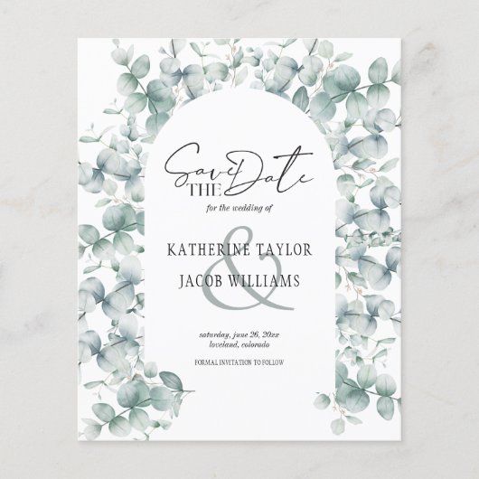 Budget Eucalyptus Groene Huwelijksaankondiging (Voorkant)