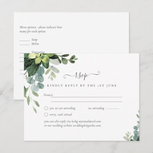 BUDGET Eucalyptus groene huwelijksfeest decoratie Briefkaart (Voorkant / Achterkant)