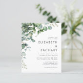 Budget Eucalyptus Groene Huwelijksuitnodiging (Staand voorkant)