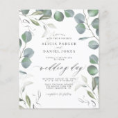 Budget eucalyptus groene huwelijksuitnodiging flyer (Voorkant)