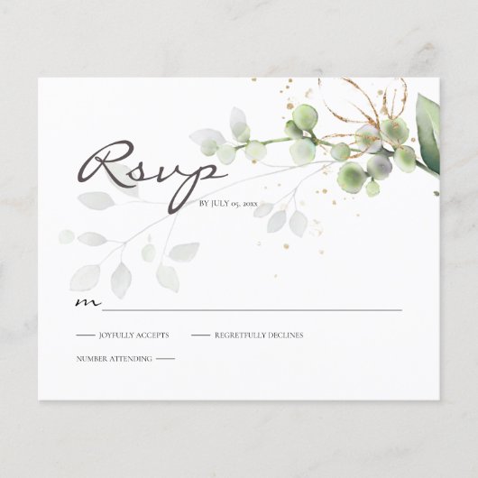 Budget Eucalyptus Groene RSVP-reactiekaart (Voorkant)