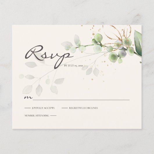 Budget Eucalyptus Groene RSVP-reactiekaart (Voorkant)