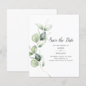Budget Eucalyptus Groene Script Save the Date (Voorkant / Achterkant)