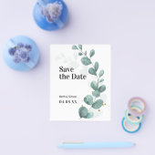 Budget Eucalyptus Groenery Save The Date Flyer (Enkel)