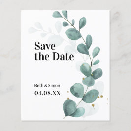 Budget Eucalyptus Groenery Save The Date Flyer