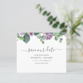 Budget Eucalyptus Groenery Schrift Save The Date (Staand voorkant)