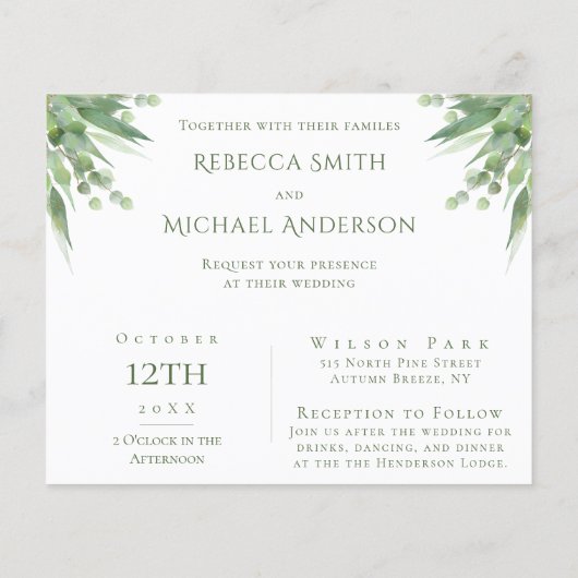 Budget Eucalyptus houdt van huwelijksuitnodiging (Achterkant)