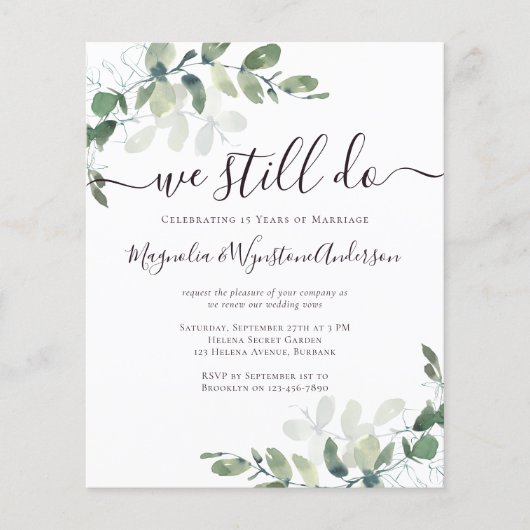 Budget Eucalyptus Huwelijksbelofte Vernieuwing Uit (Voorkant)