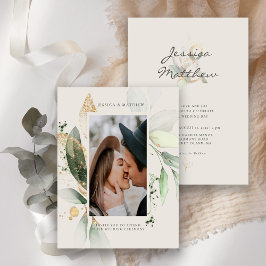 Budget Eucalyptus Ivory Trouwfoto Uitnodiging