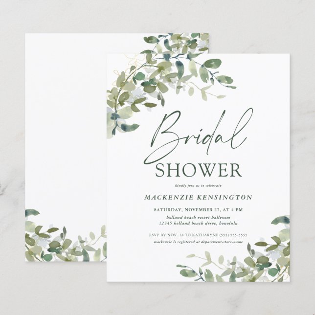Budget Eucalyptus Ivy Bridal Shower (Voorkant / Achterkant)