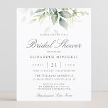 Budget Eucalyptus laat een Bridal Shower-uitnodigi<br><div class="desc">Een prachtige bruiddoucheuitnodiging met waterverf eucalyptus en goudbladeren.</div>