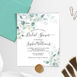 Budget Eucalyptus laat een Bridal Shower-uitnodigi