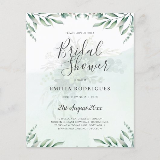 Budget Eucalyptus laat Greenery Wedding QR CODE Flyer (Voorkant)