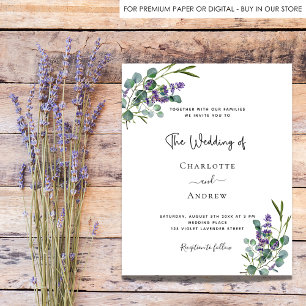 Budget eucalyptus lavender bruiloft-uitnodiging