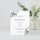 Budget eucalyptus lavender bruiloft-uitnodiging (Staand voorkant)